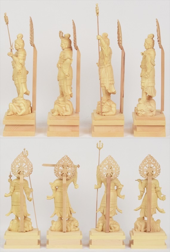 木彫り 仏像 四天王 神像 立像 仏教美術 フィギュア 置物 木彫 仏像 神像