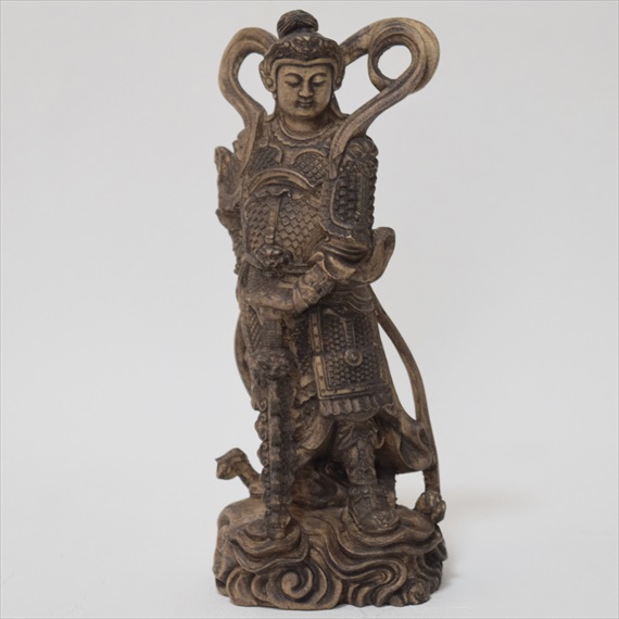 木彫り 神像 韋駄天 仏像 立像 仏教美術 置物 木彫 フィギュア 仏像 神像 483a