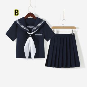 ハロウィン日系jk制服紺三本正規ベースセーラー服学院風学校給食セット女