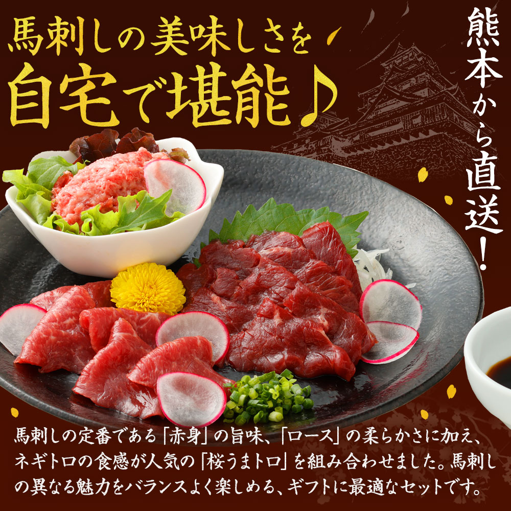 菅乃屋 父の日 ギフト プレゼント 馬刺し 馬肉 熊本 直送 王道3種食べ