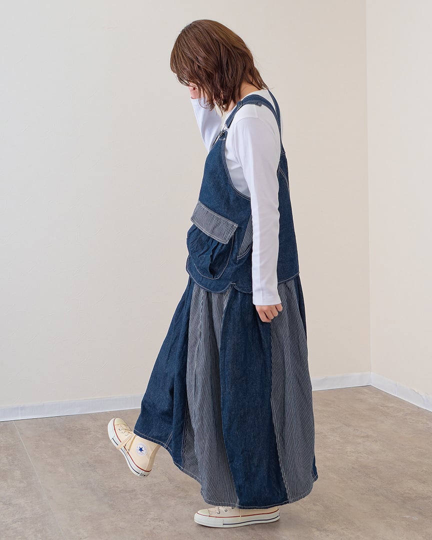 mililopiulu ミリロピュール ジャンパースカート デニム　レイヤード 10135815-02.jpg
