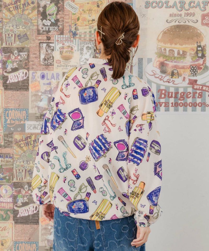 スカラー ScoLar ヴィンテージ総柄シャツ （グリーン