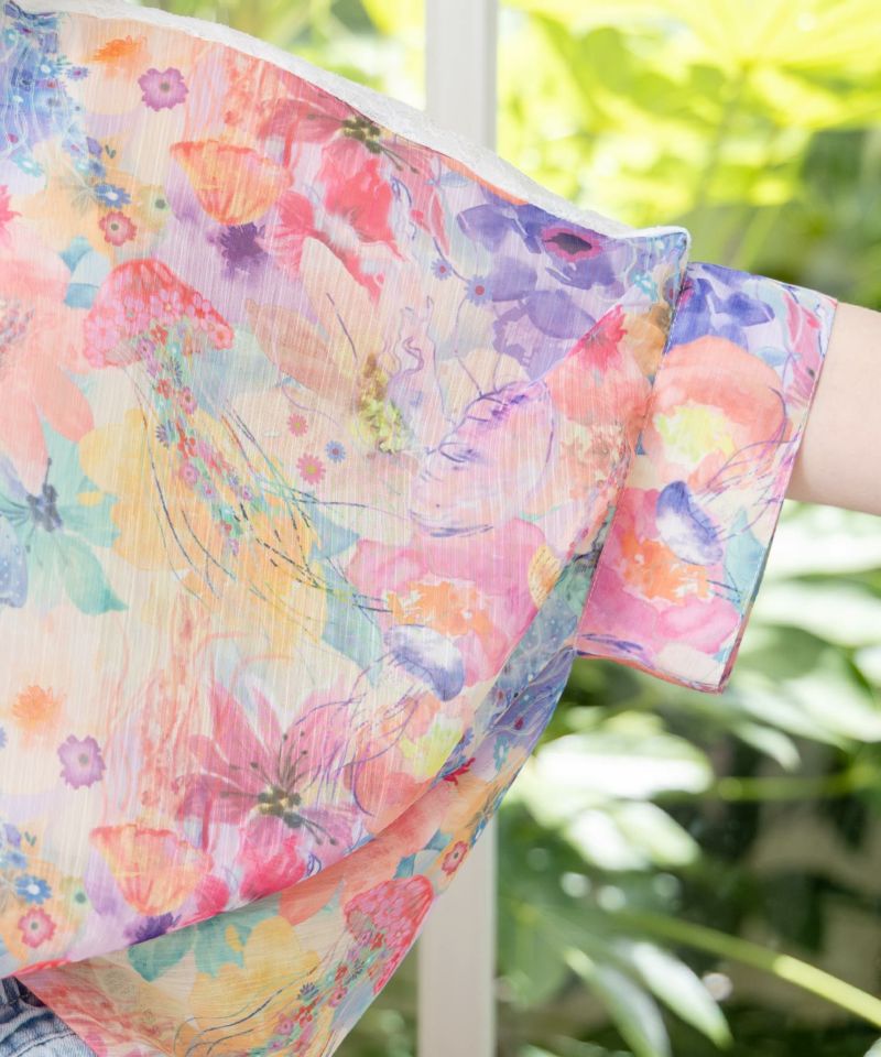 scolar スカラー　花クラゲ柄レース切替ブラウス　サイズM 新品 scolar スカラー 花クラゲ柄レース切替ブラウス サイズM 新品