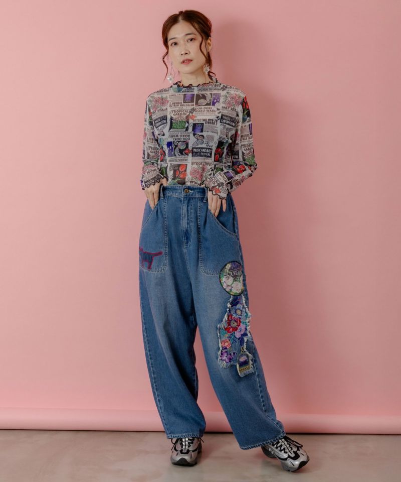 ScoLar（スカラー） 【SALE セール 20%OFF】 刺繍 デニム アップリケ