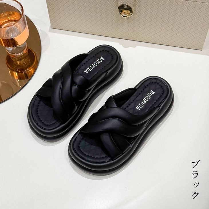 ASH 24SS サンダル・ミュール ブラック系 クロスベルト プラットフォーム 厚底サンダル サンダル ミュール