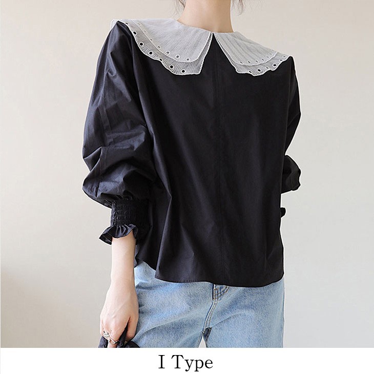 nugu frill soy blouse フリルブラウス 黒 つけ襟 韓国の通販 by