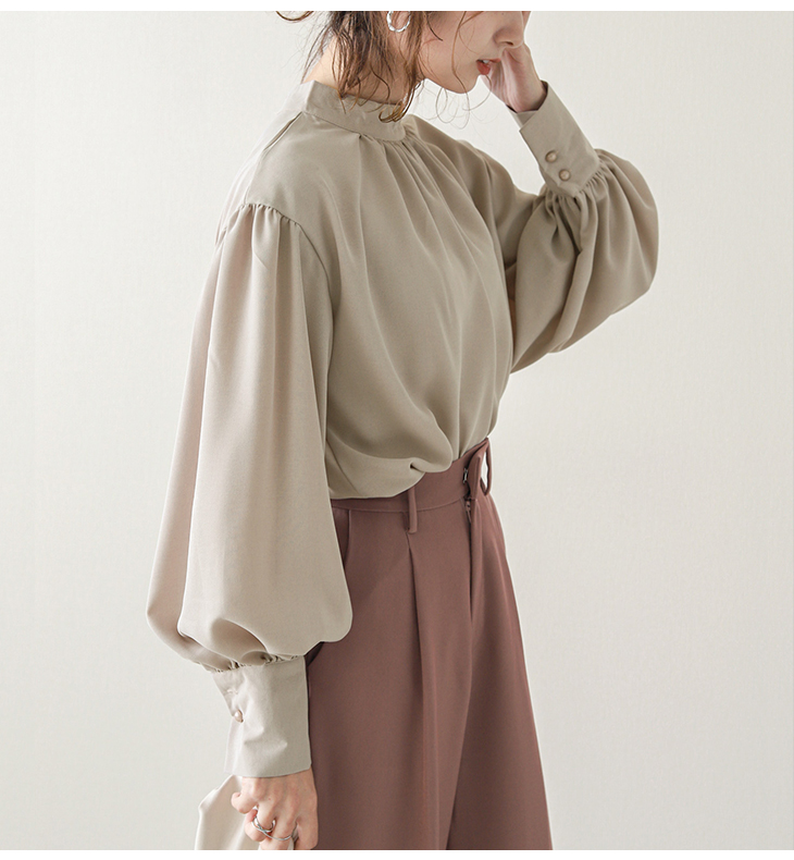 ブラウス バルーンスリーブ バルーン袖 とろみ クラシカル レディース