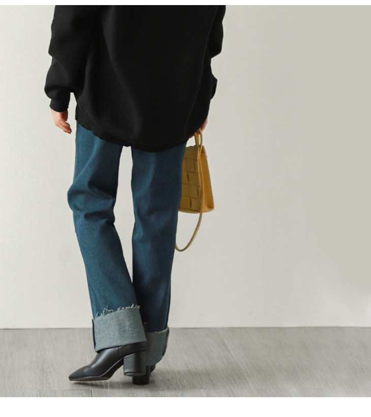 ロールアップ デニムパンツ レディース デニム ハイウエスト