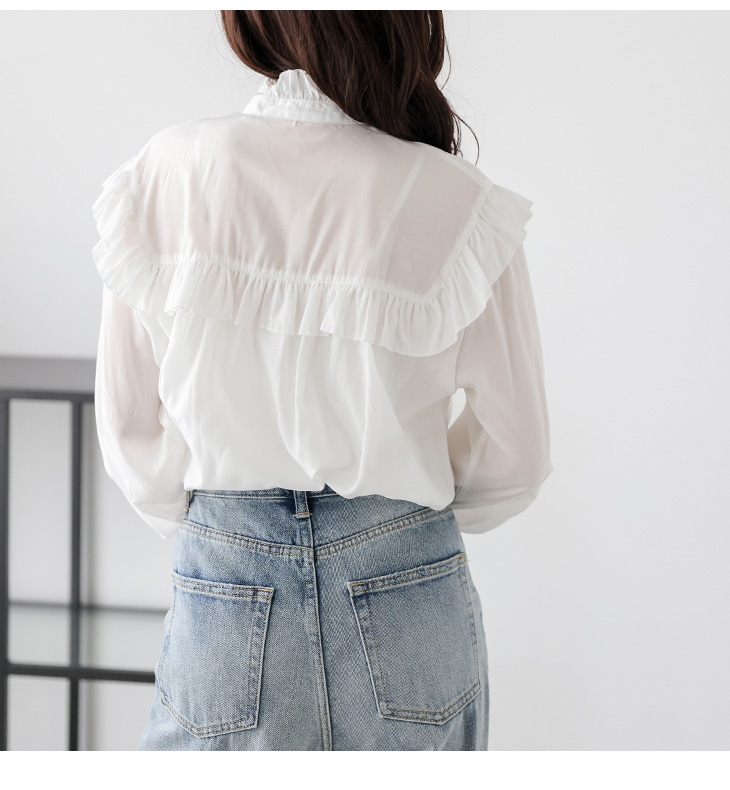 フリル ブラウス 長袖 トップス レディース 上品 フェミニン 【lgww