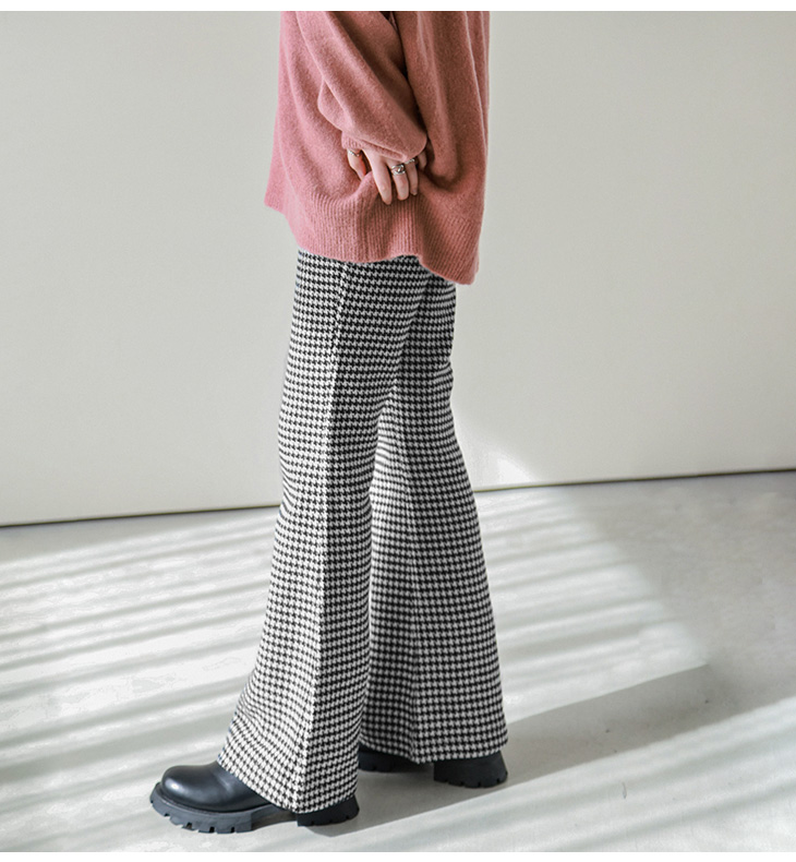 パンツ フレアパンツ ロングパンツ ボトムス レディース 千鳥格
