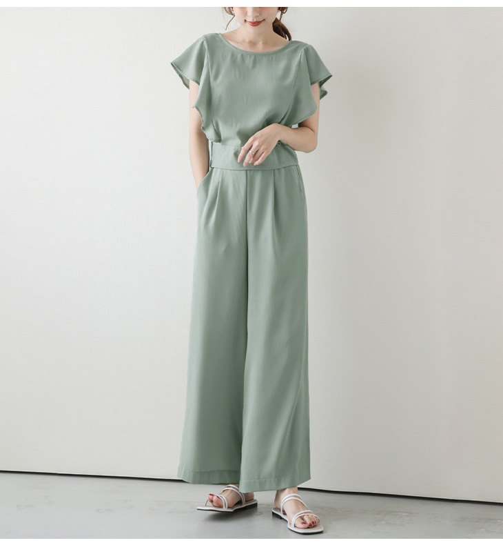 セットアップ 2way フリル袖 セットアイテム ウエストゴム仕様 レディース 【lsse204-346】【即納：1営業日】【送料無料】ヤ込1  :lsse204-346:シュガービスケット 通販 