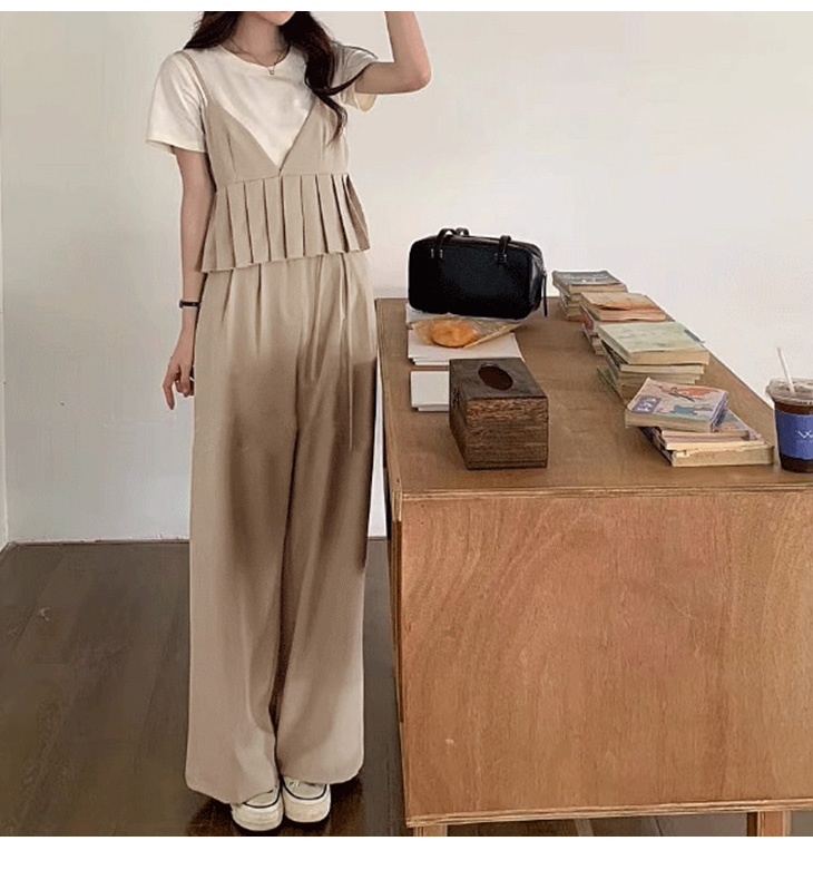 セットアップ プリーツ ビスチェ タックワイドパンツ【lssess25-1305