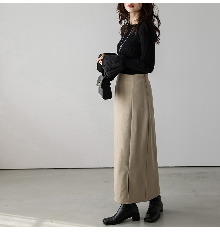 ロングスカート アシンメトリー スリット Iラインレディース【lsskss24