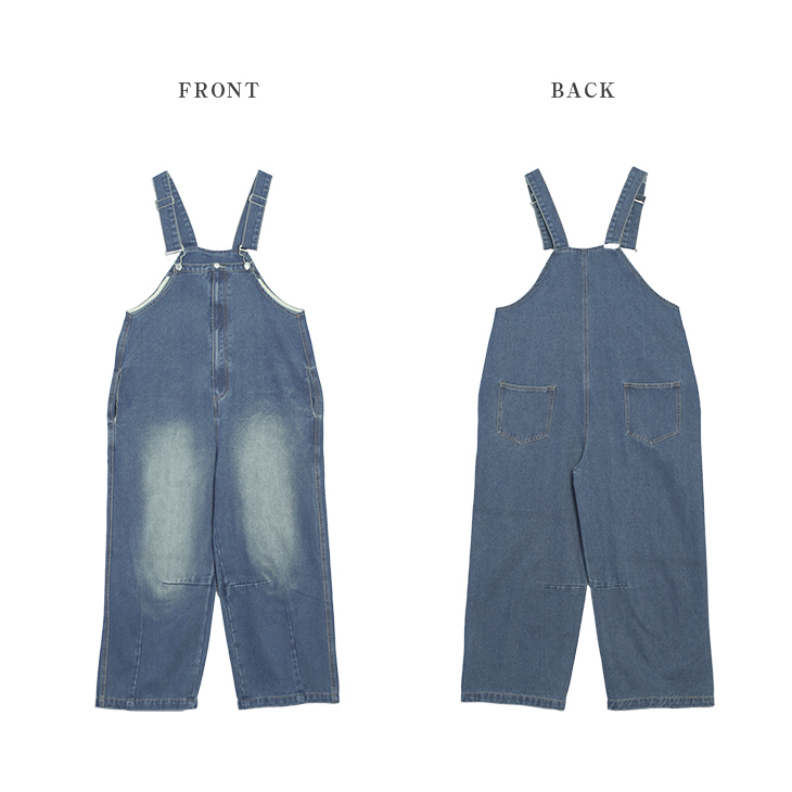 デニム オーバーオール カーブパンツ オールインワン サロペット 2025