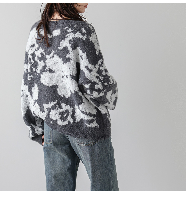 フラワー 花柄 ニット プルオーバー オーバーサイズ 長袖【lstpaw24