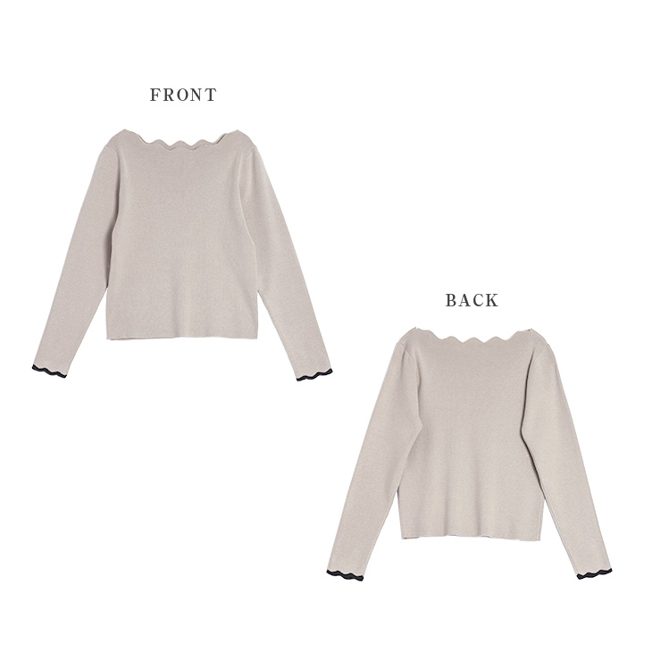 トップス 24awconp knit トップス ニット リブ スカラップ 配色 バイカラー ハイゲージ