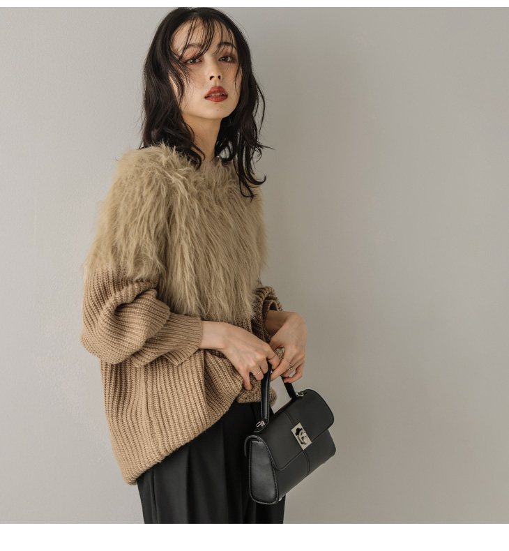 ニット ドッキング シャギーニット ローゲージニット【lstpaw24-819