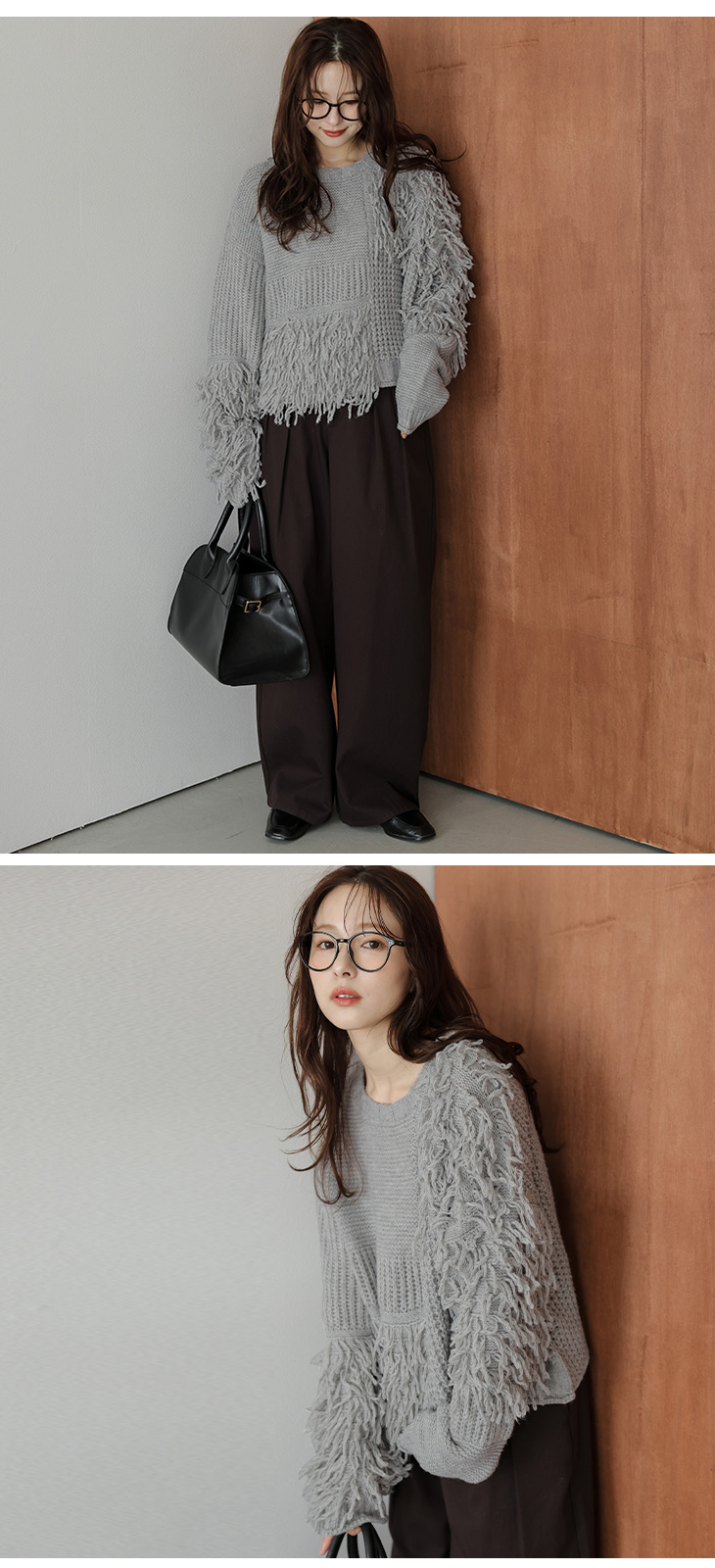 ニット プルオーバー アシンメトリー フリンジ デザインニット