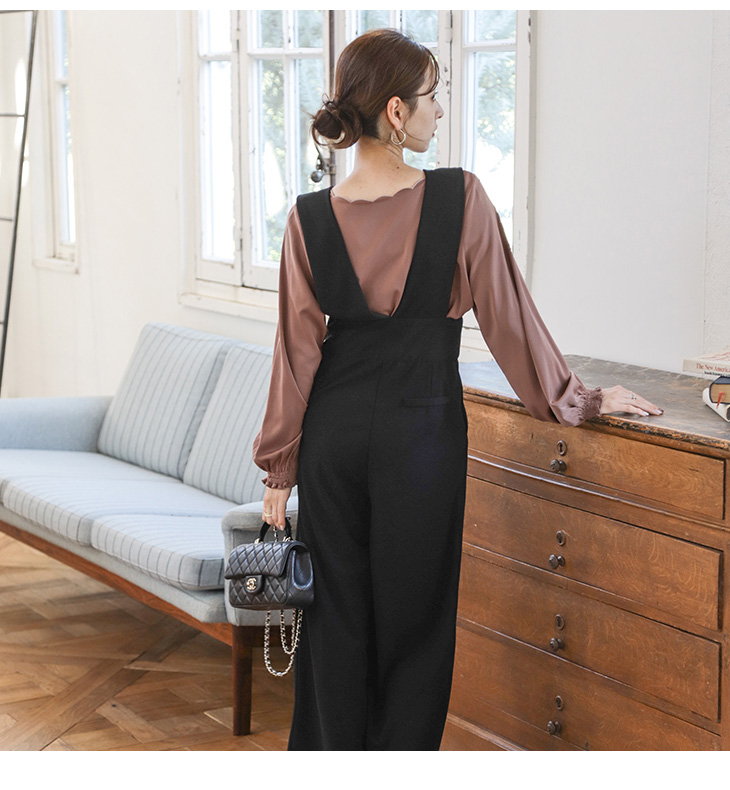 スカラップ ブラウス フリル袖 Vネック 長袖 トップス【lstpss24-582