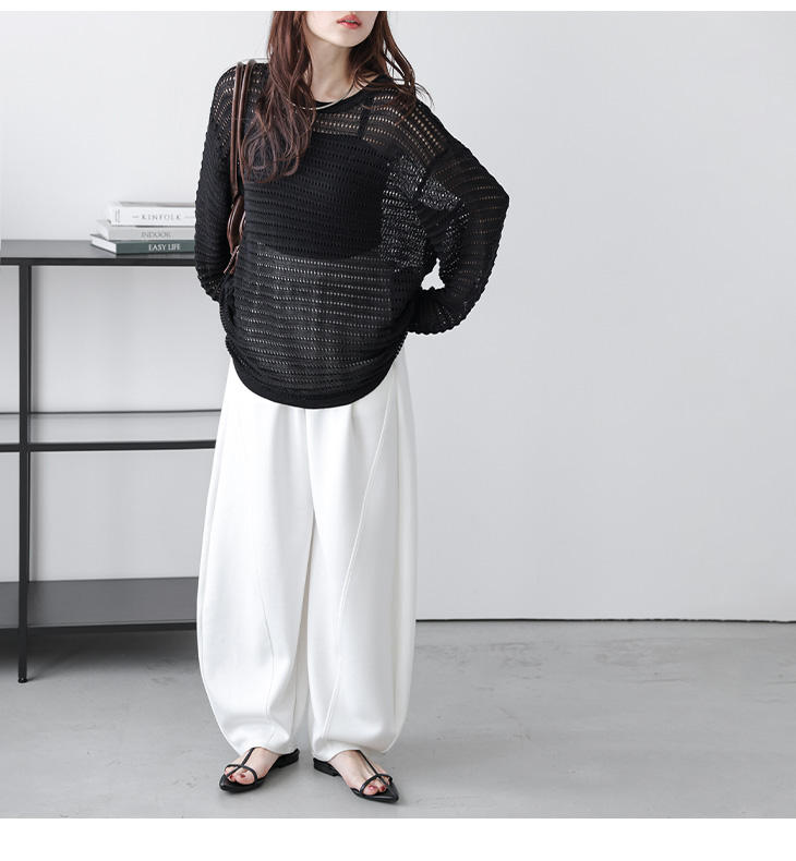 メッシュ 透かし編み ニット プルオーバー 長袖 シアー ドロップショルダー  【lstpss25-1236】【即納：1-5営業日】【送料無料】メ込2 メッシュ 透かし編み ニット プルオーバー 長袖 シアー ドロップ