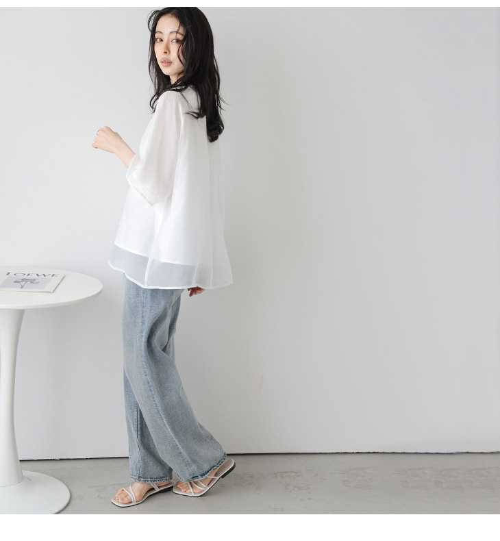 Tシャツ カットソー 5分袖 トップス レディース シアー