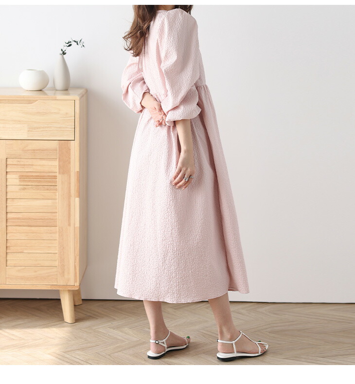 ted baker Vネック リボンスリーブ ワンピース フレア ピンク