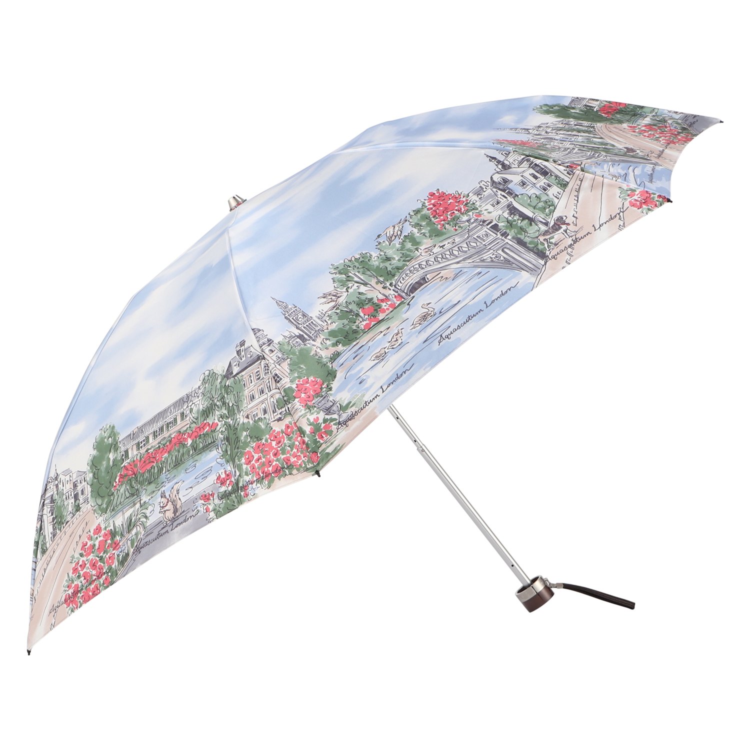 アクアスキュータム新品 折りたたみ / 折り畳み傘 / 雨傘 No.9 アクアスキュータム 婦人 雨傘 折りたたみ 傘 ロンドン 街並