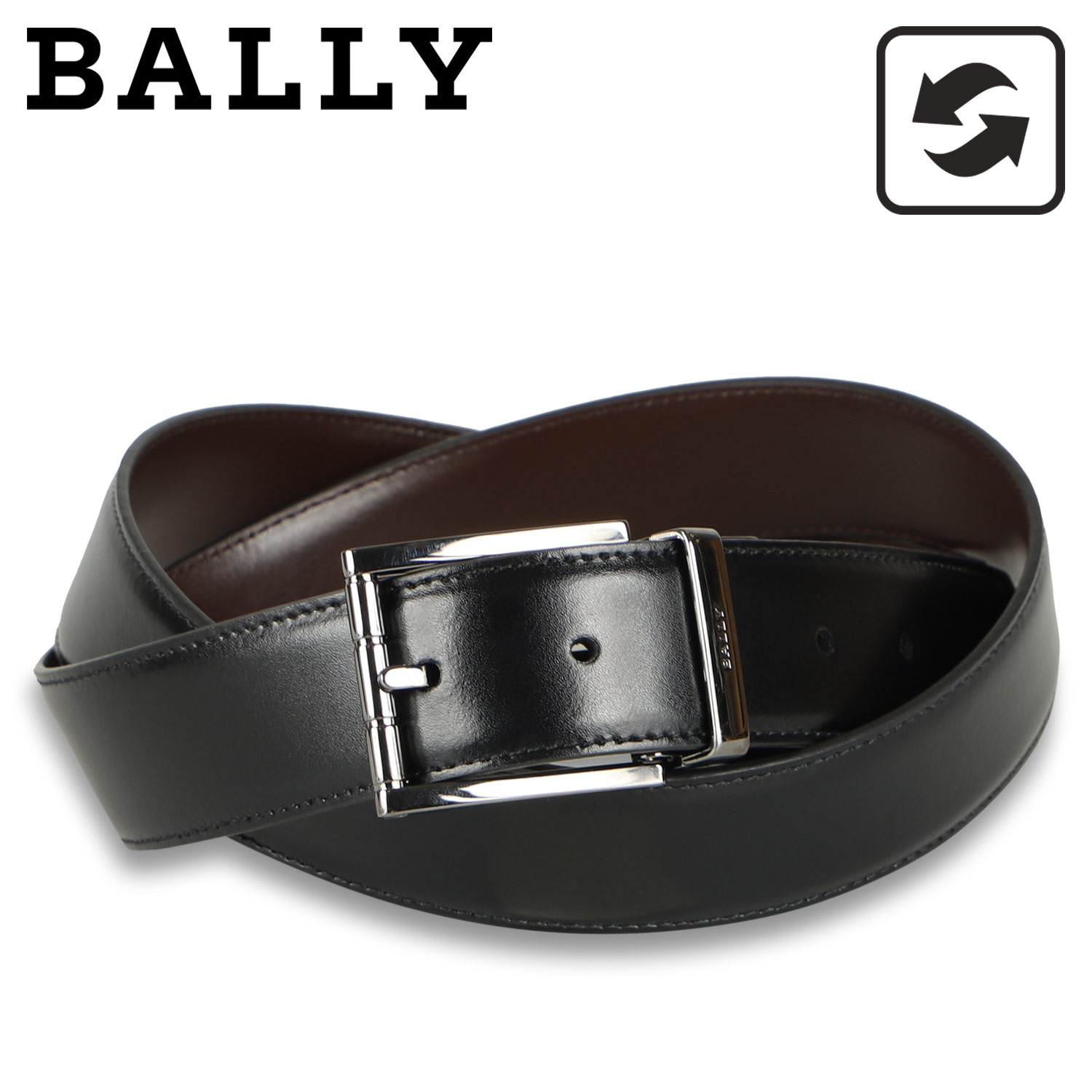 BALLY レザーベルト ブラック Bally バリー レザーベルト メンズ リバーシブル 本革 35mm