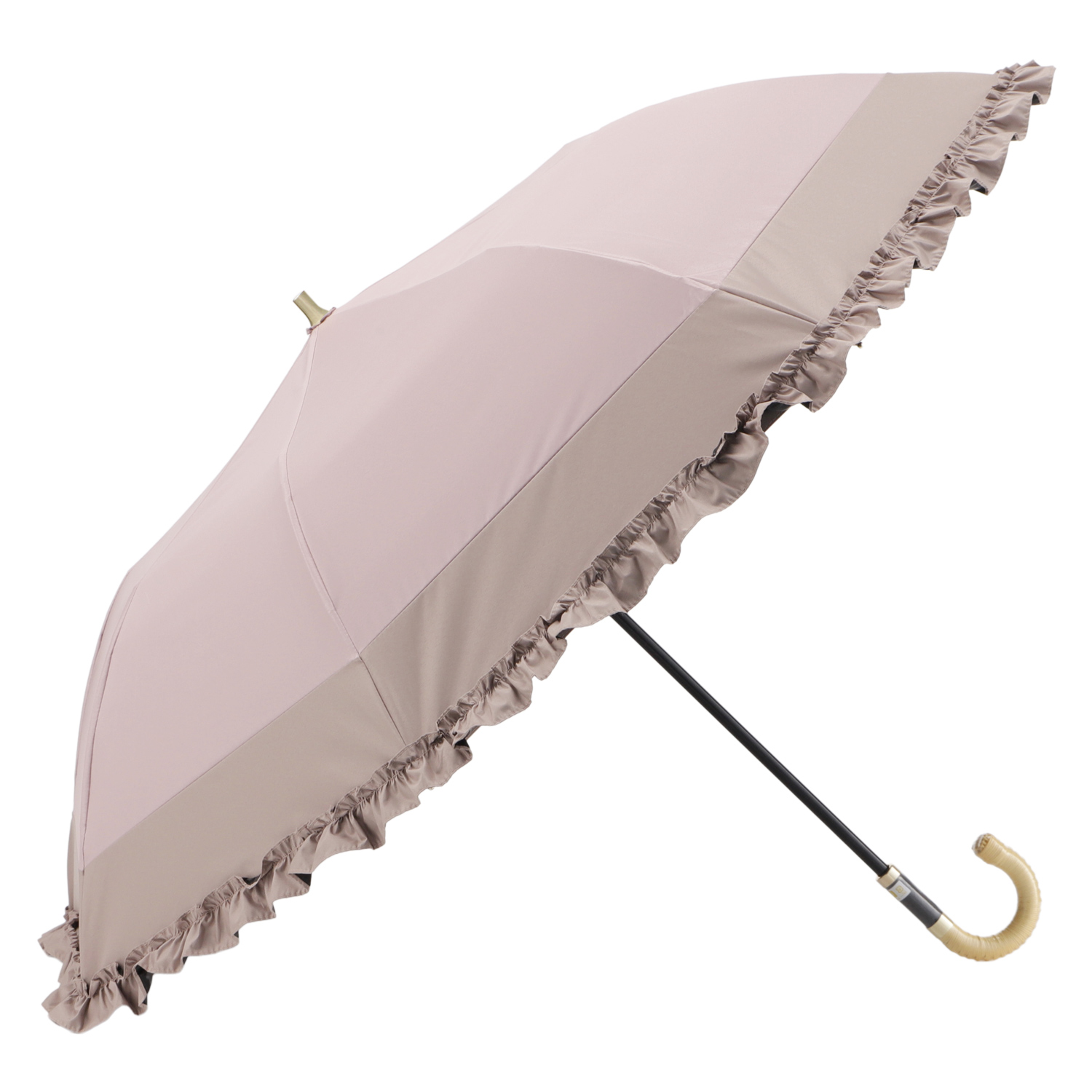 【新品】ビューランス　日傘　サマーシールド　晴雨兼用　フリル　キャメル Beaurance（ビューランス） 日傘 折りたたみ傘 晴雨兼用 バイカラー