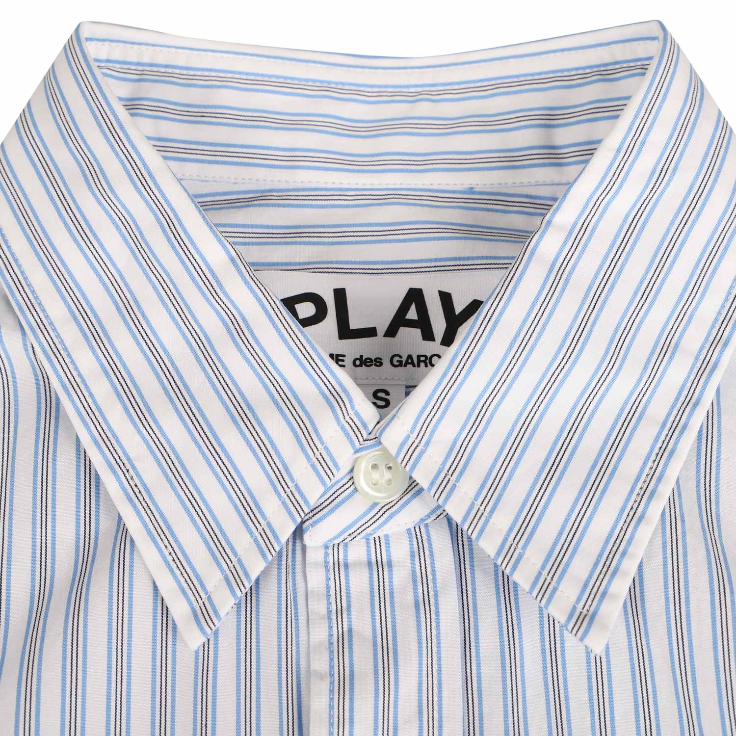 PLAY COMME des GARCONS プレイ コムデギャルソン シャツ 長袖 メンズ ストライプ ブラックハート ロゴ PLAY S  STRIPED SHIRT ブルー B020 : cdg-b020 : シュガーオンラインショップ - 通販 - Yahoo!ショッピング