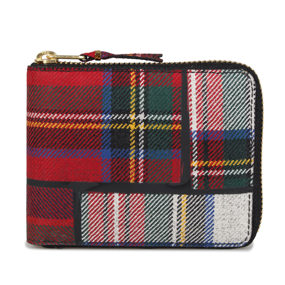 COMME des GARCONS コムデギャルソン 財布 二つ折り メンズ レディース ラウンドファスナー TARTAN PATCHWORK WALLET レッド｜sugaronlineshop｜02