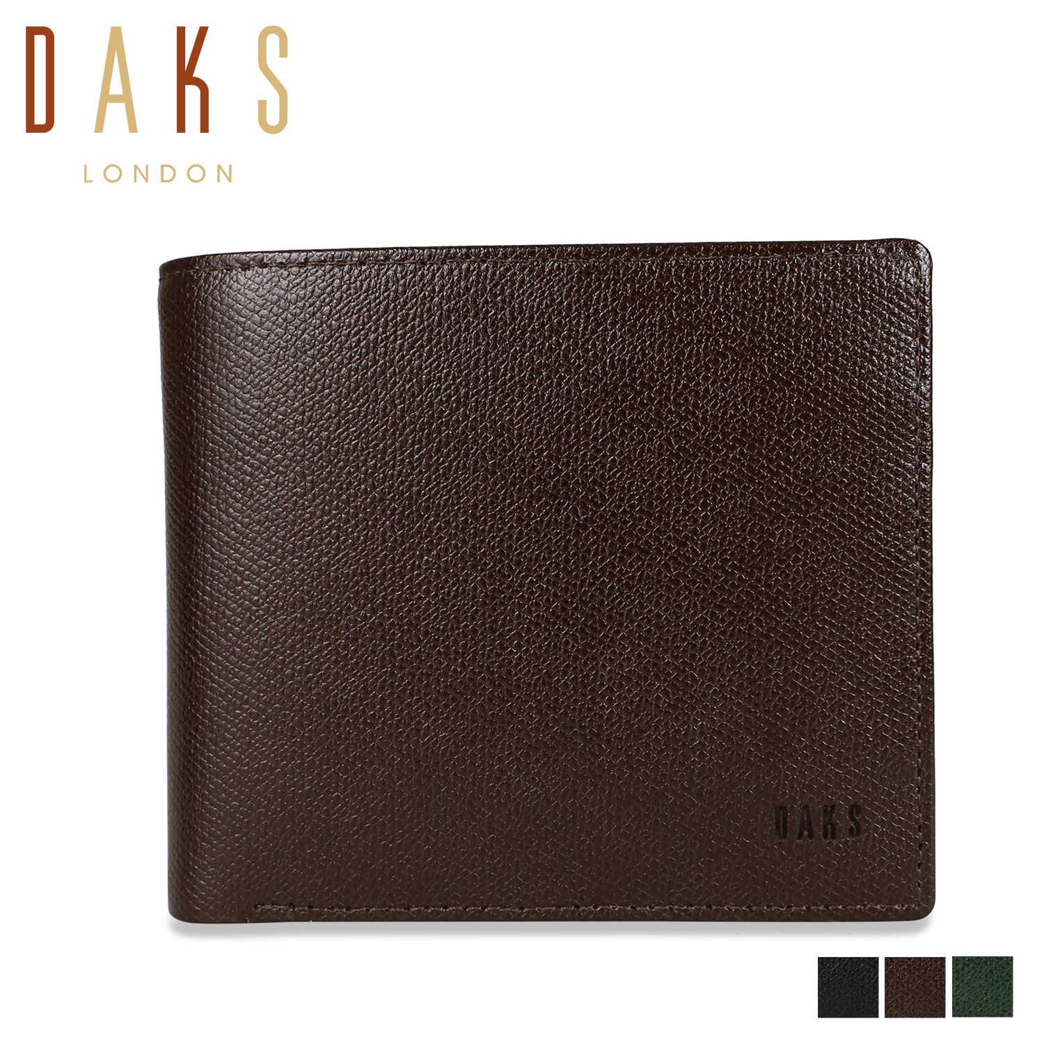 【未使用・箱付き】DAKS ダックス 二つ折り財布 グリーン DAKS ダックス 二つ折り財布 メンズ WALLET ブラック ブラウン