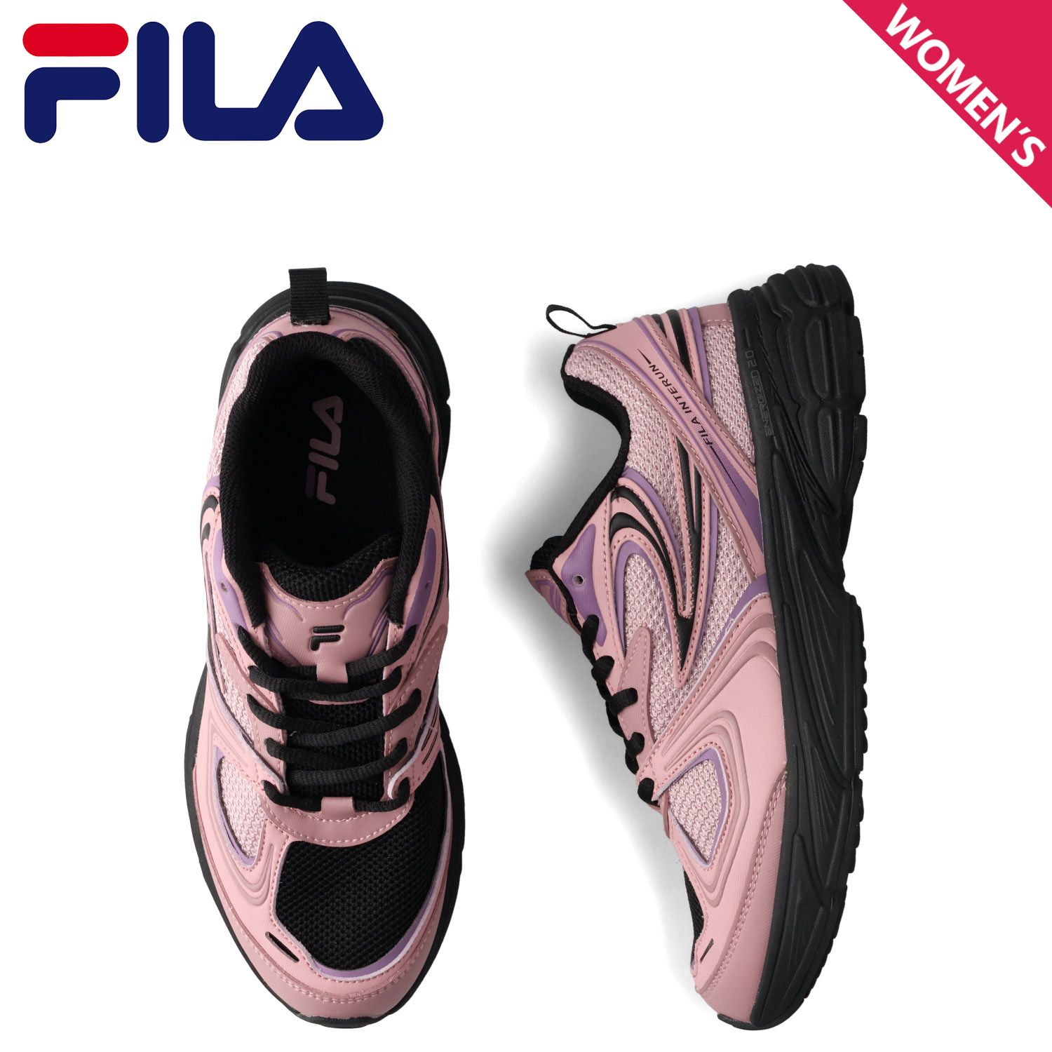 FILA INTERUN フィラ インターラン ピンクブラック ハンソヒ着用 FILA INTERUN フィラ インターラン ピンクブラック ハンソヒ着用