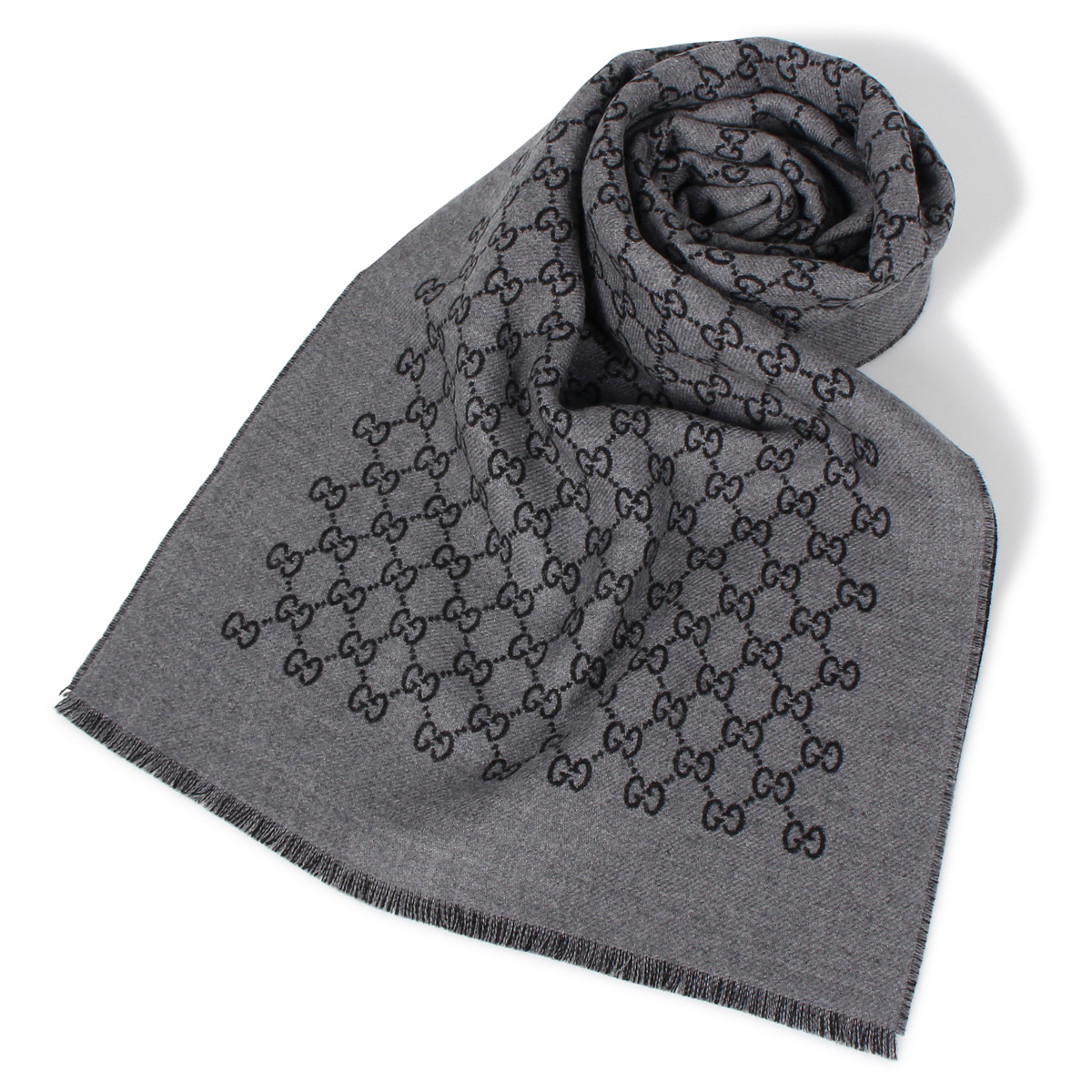 GUCCI グッチ マフラー ストール メンズ レディース GGパターン リバーシブル SC SOGI SCARF グレー 3912464G200