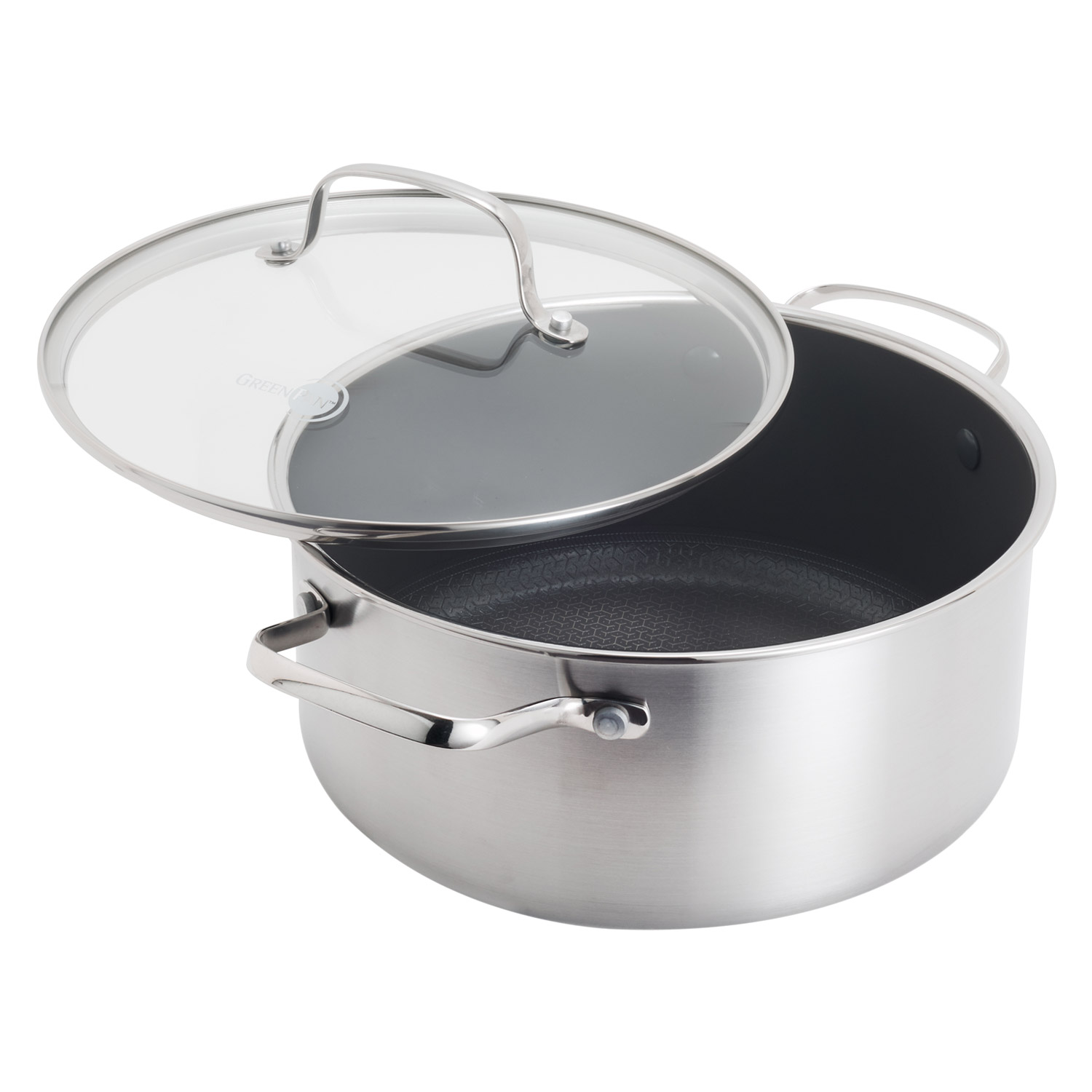 GREENPAN グリーンパン キャセロール 両手鍋 20cm ガラス蓋付き IH オーブン 食器洗浄乾燥機対応 エーペックス CC010626-104の画像