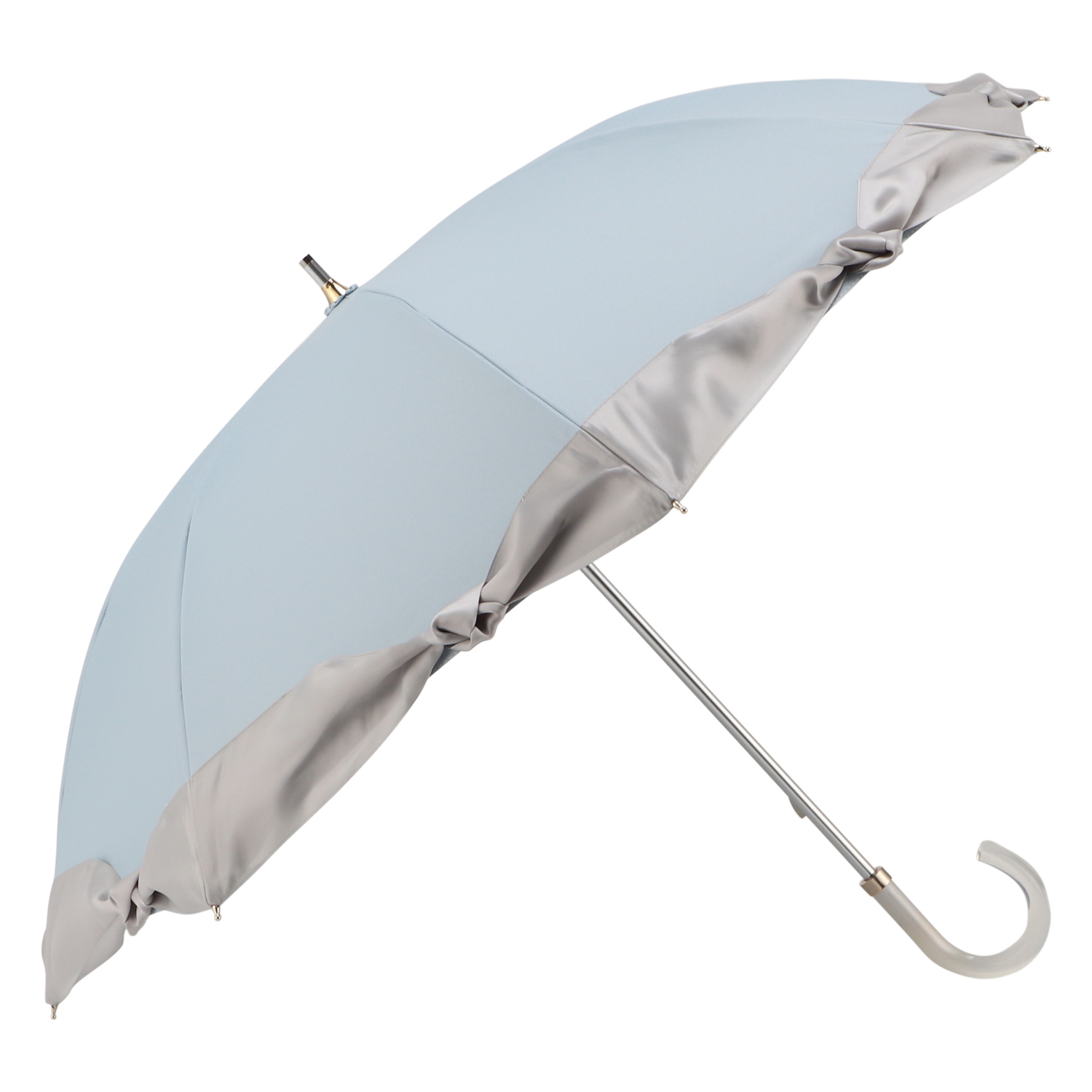 【新品タグ付き】ランバンオンブルー 晴雨兼用長傘 50cm 晴雨兼用日傘 長傘 フレア フリル チャーム 遮光 遮熱 UV | ランバン