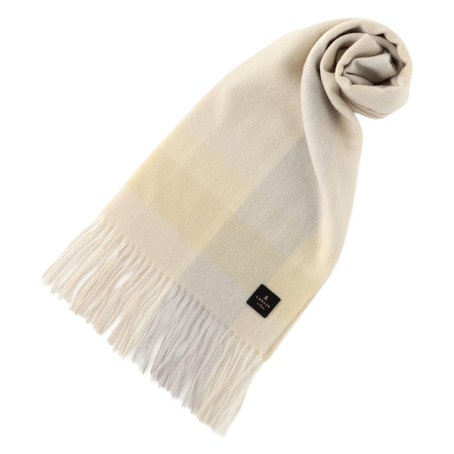 LANVIN en Bleu ファー マフラー ホワイト・ブラウン モコモコロングニットマフラー 2LB 60009 | LANVIN en Bleu