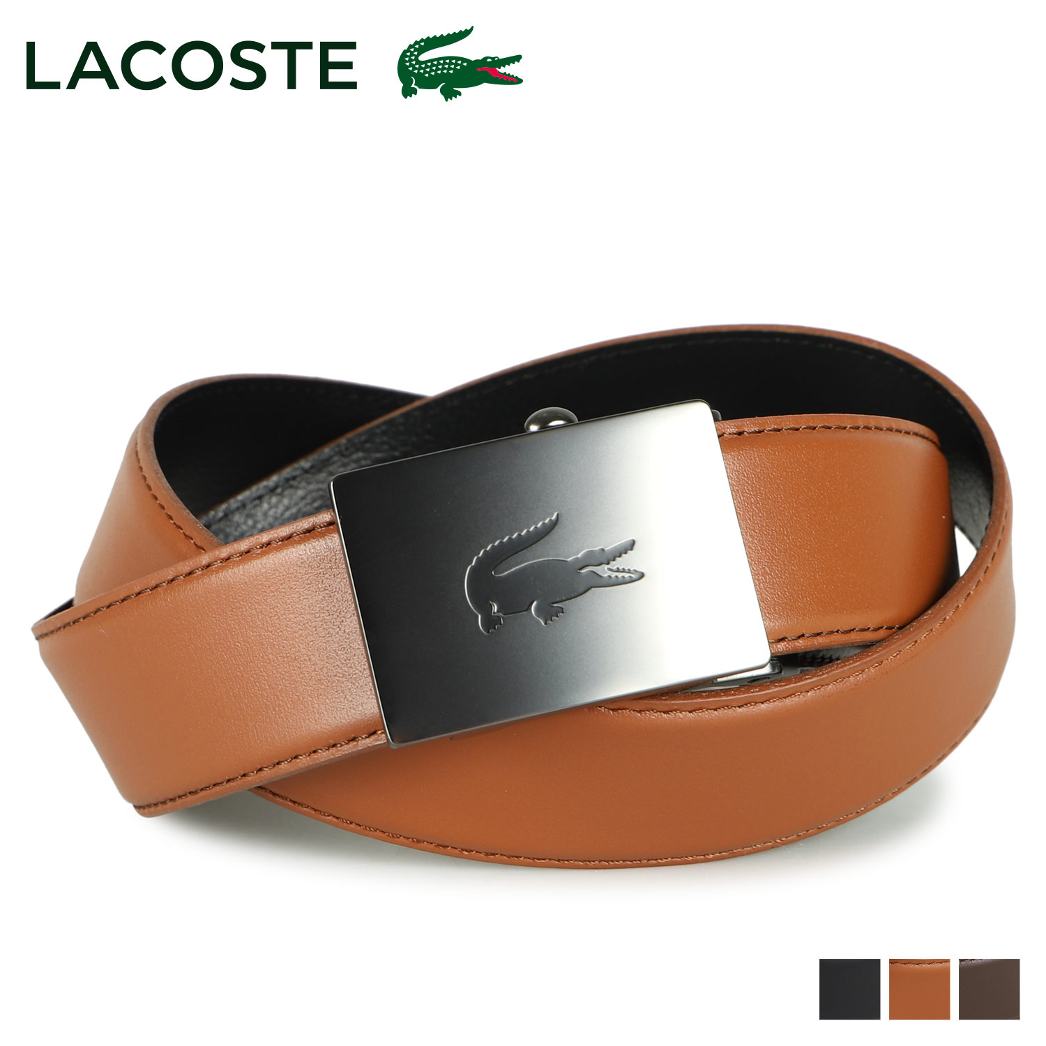 LACOSTE ラコステ ベルト レザーベルト メンズ 本革 BELT