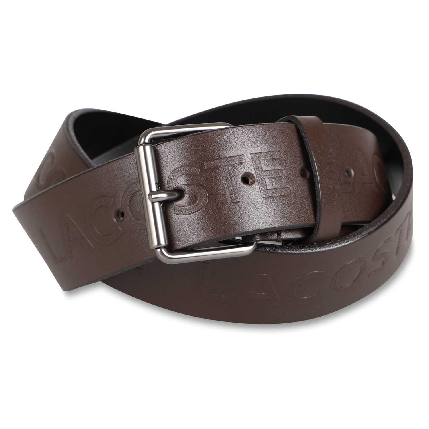 LACOSTE ブラウンベルト PLM0873 フリーサイズ黒 2種バックル