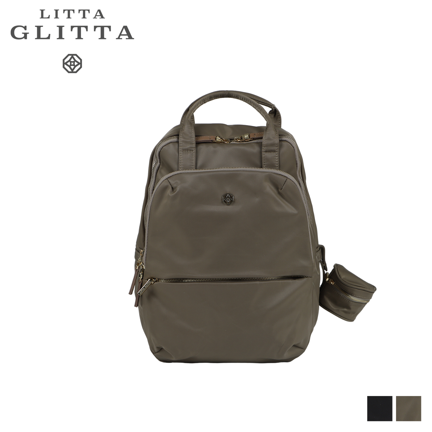 【美品】リッタグリッタ マザーズリュック 2WAY ポーチ付き Litta Glitta（リッタグリッタ）】2WAY マザーズリュック ポーチ