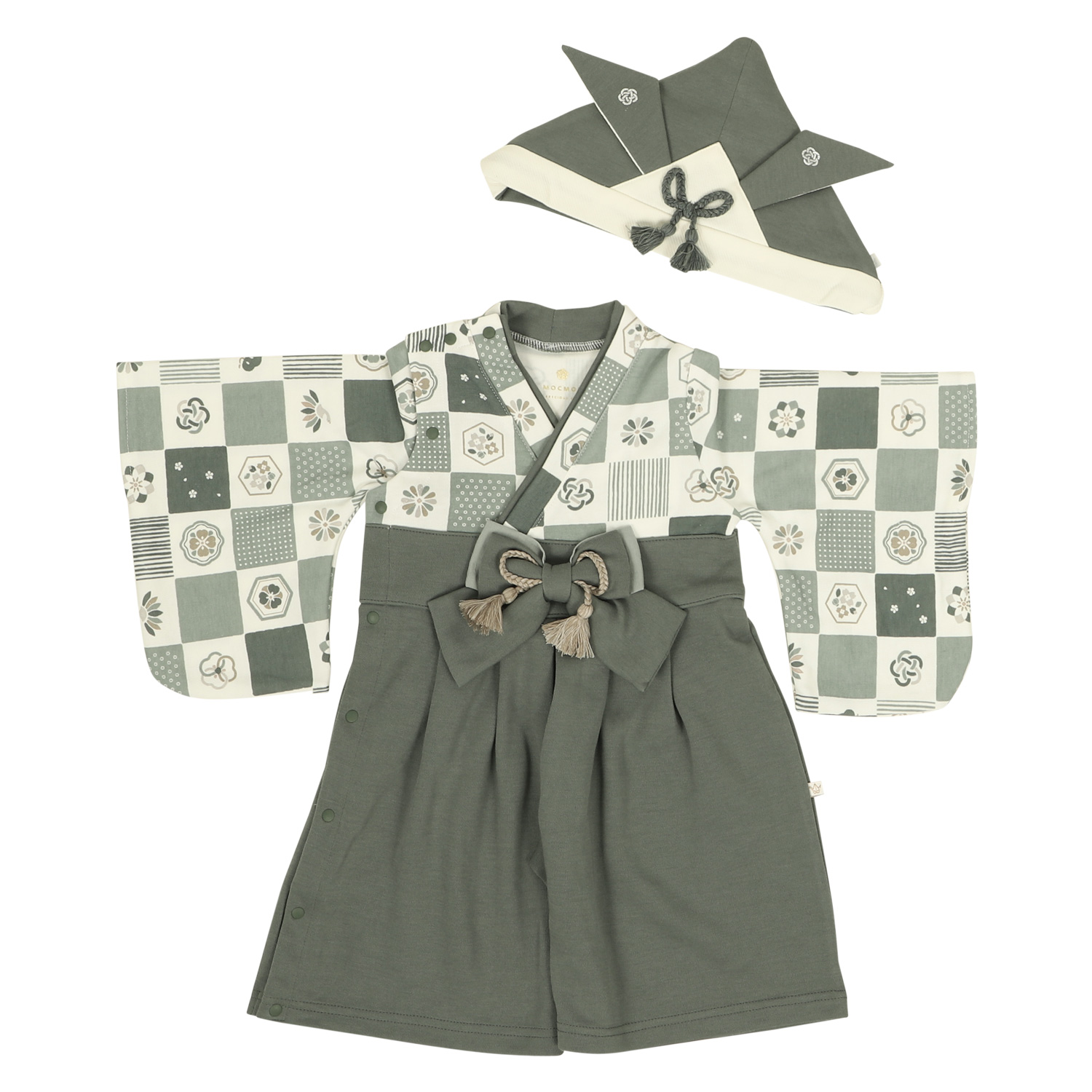 mocmof モクモフ 袴 ロンパース ベビー兜 2点セット ベビー服