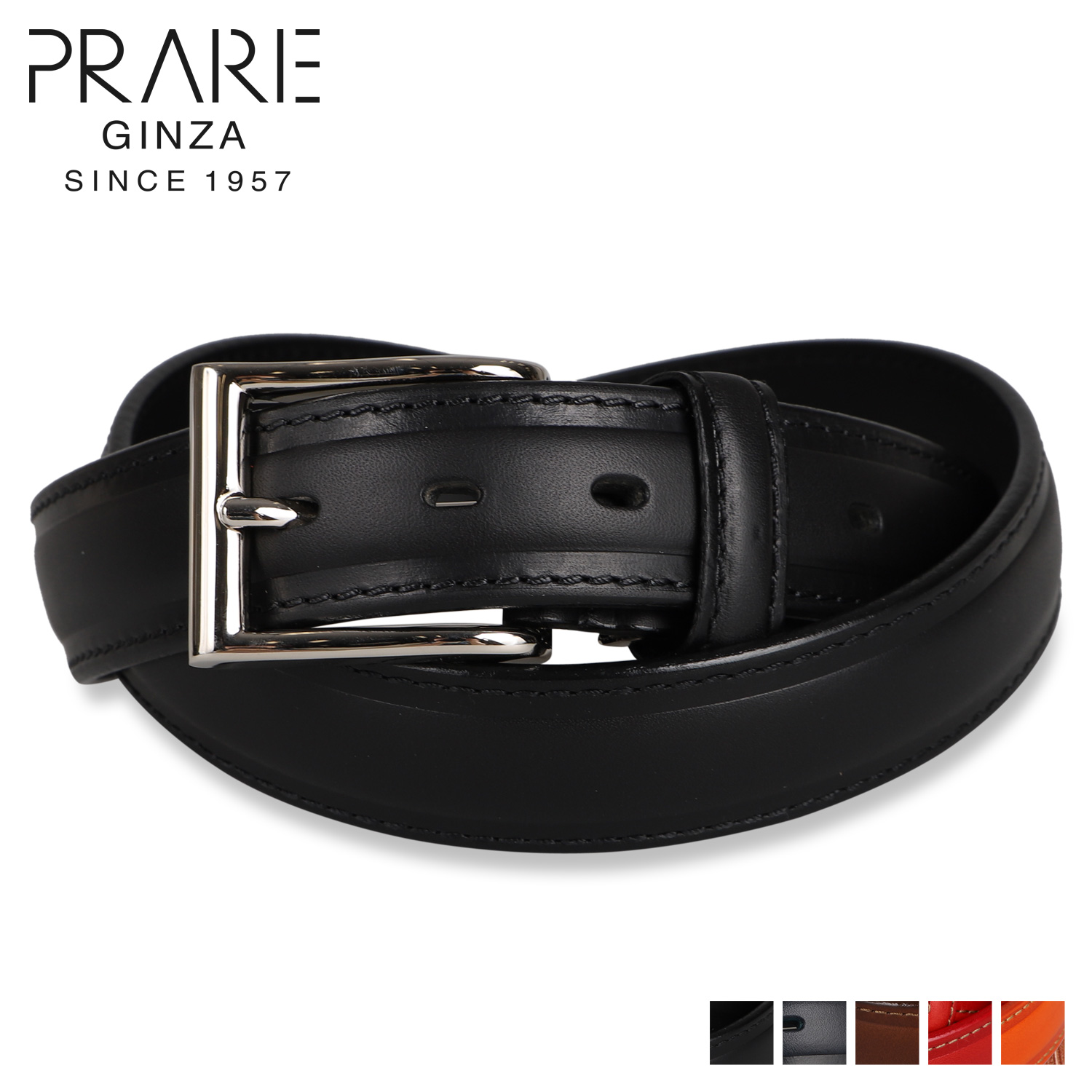 PRAIRIE GINZA ブッテーロレザーベルトNB16310 ブラック日本製 PRAIRIE GINZA（プレリーギンザ） ベルト メンズ 本革 LEATHER BELT