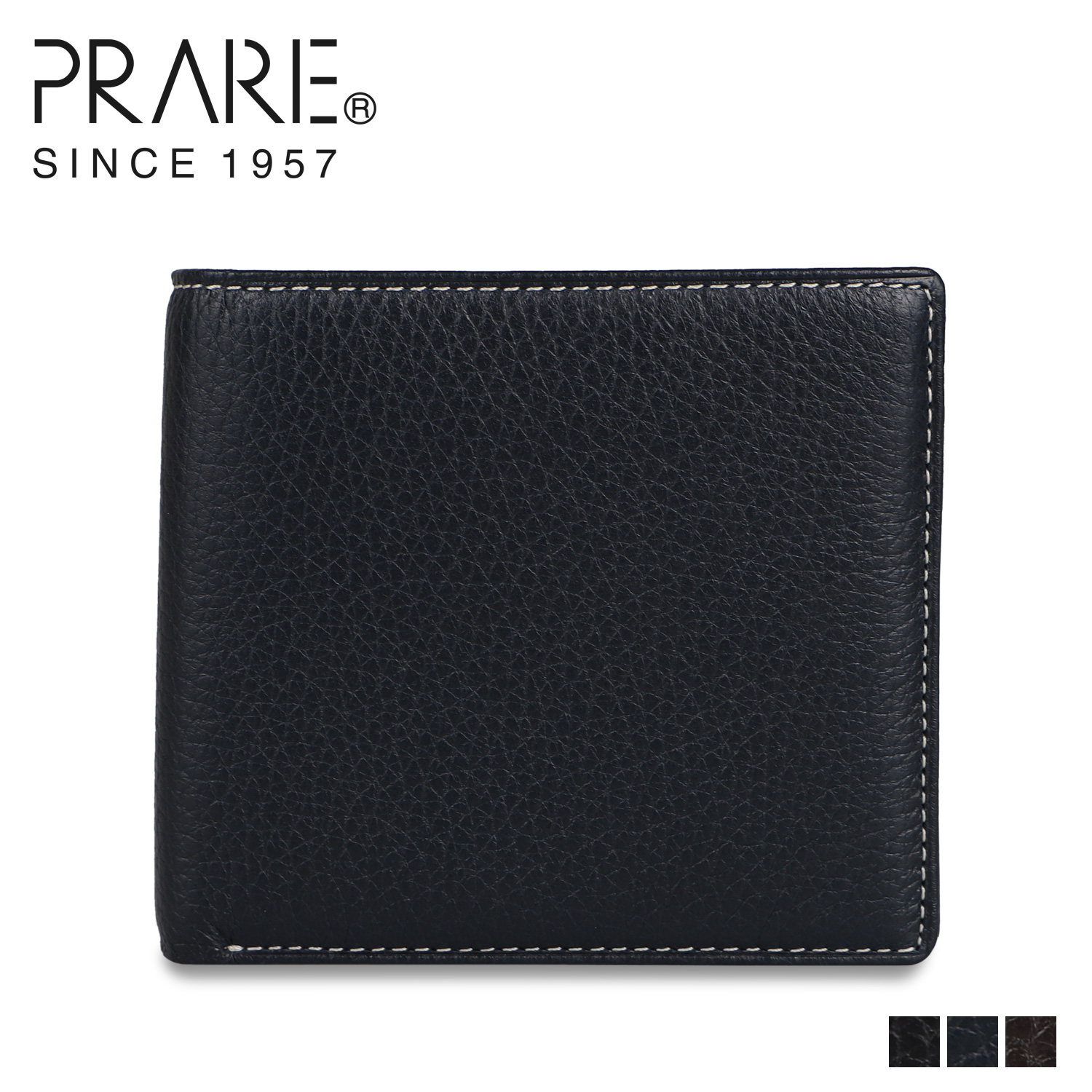 プレリー／PRARE 財布 ウォレット メンズ 男性 男性用レザー 革 本革 ブラック 黒  NP17112 ItalianDeerskin イタリアンディア 小銭入れあり 二つ折り PRAIRIE 1957 PRAIRIE プレリー 二つ折り財布 メンズ 本革 イタリアン