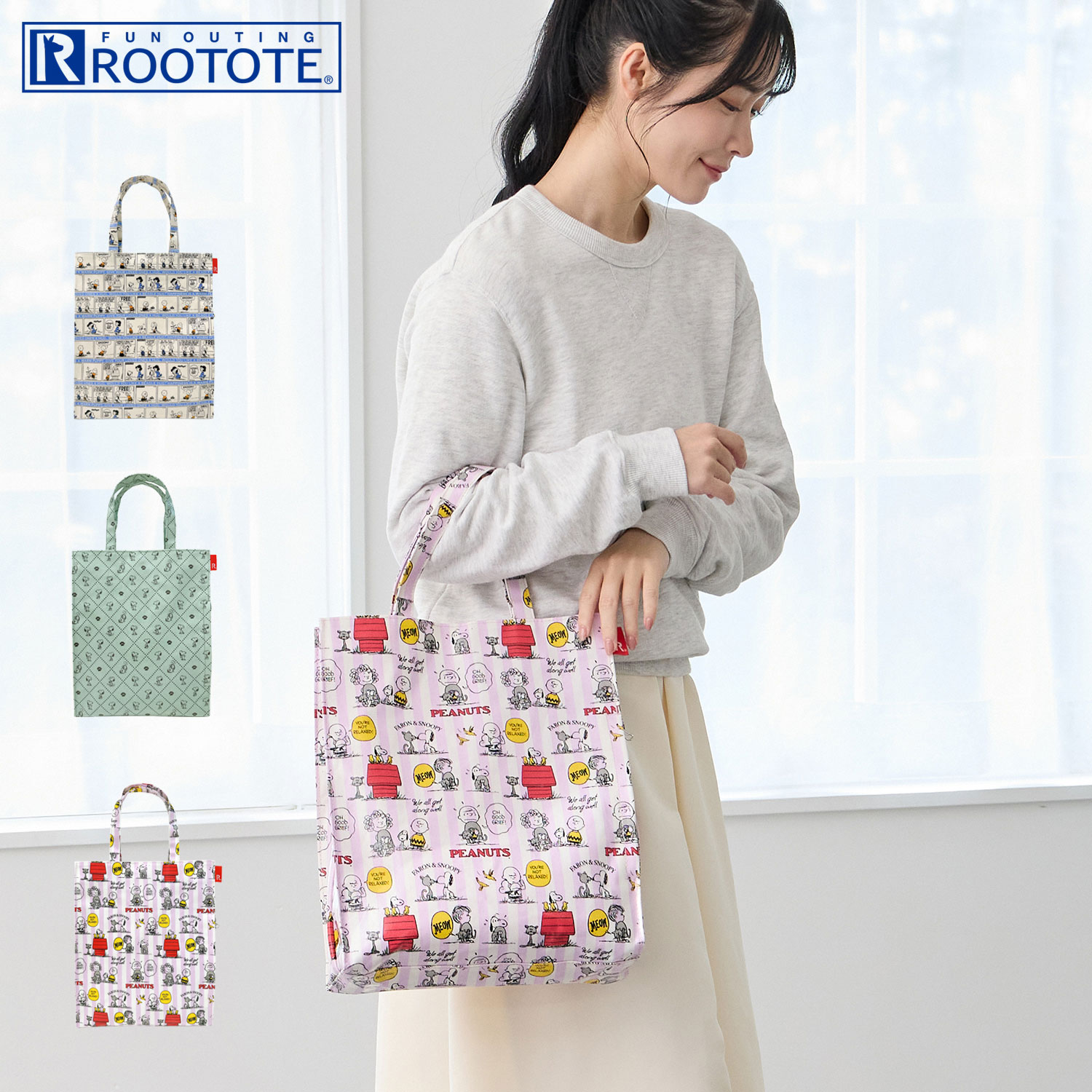 m*0様 ウォールナッツ(ラミネート)×フェイクレザー トートバッグ✩.*˚ ROOTOTE（ルートート） トートバッグ バッグ IP.アーキャトル.ラミ