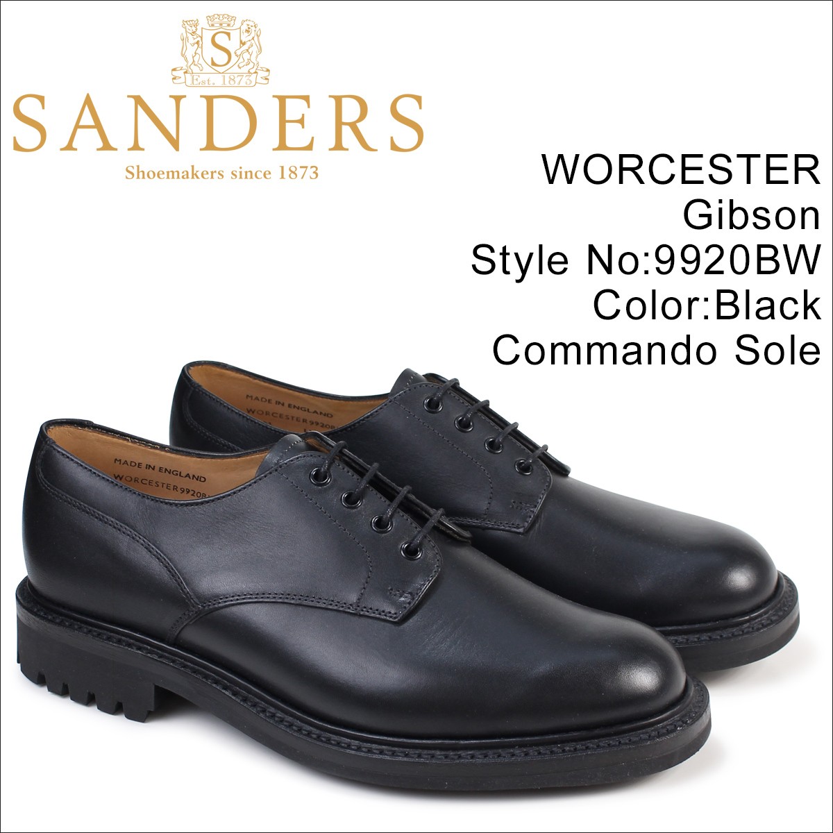 SANDERS サンダース ミリタリー オックスフォード シューズ WORCESTER 9920BW メンズ ブラック : sns-9920bw :  シュガーオンラインショップ - 通販 - Yahoo!ショッピング