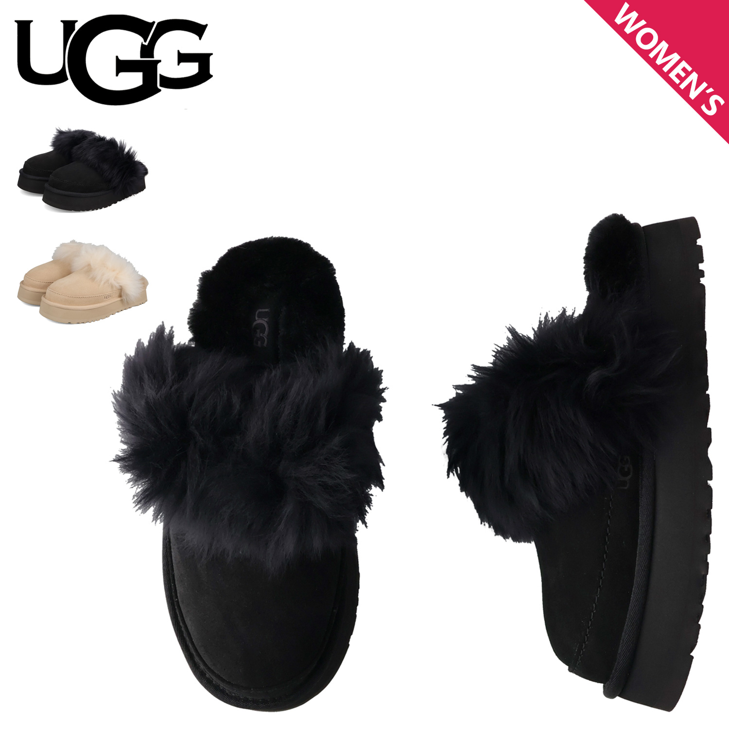 UGG（アグ） サンダル ファー サボ ルームシューズ レディース 厚底 W