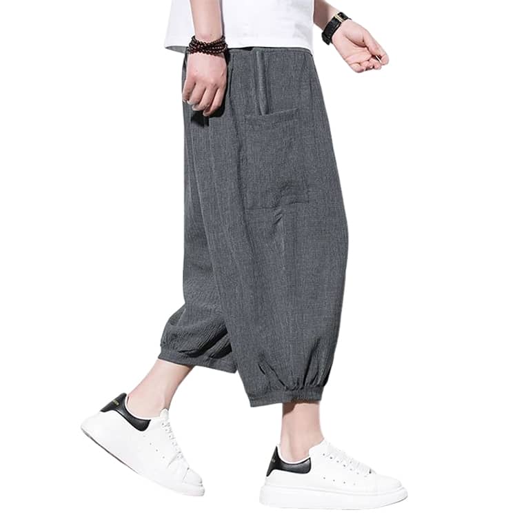 接触冷感 サルエルパンツ アンクル丈 ワイドパンツ メンズ クロップド