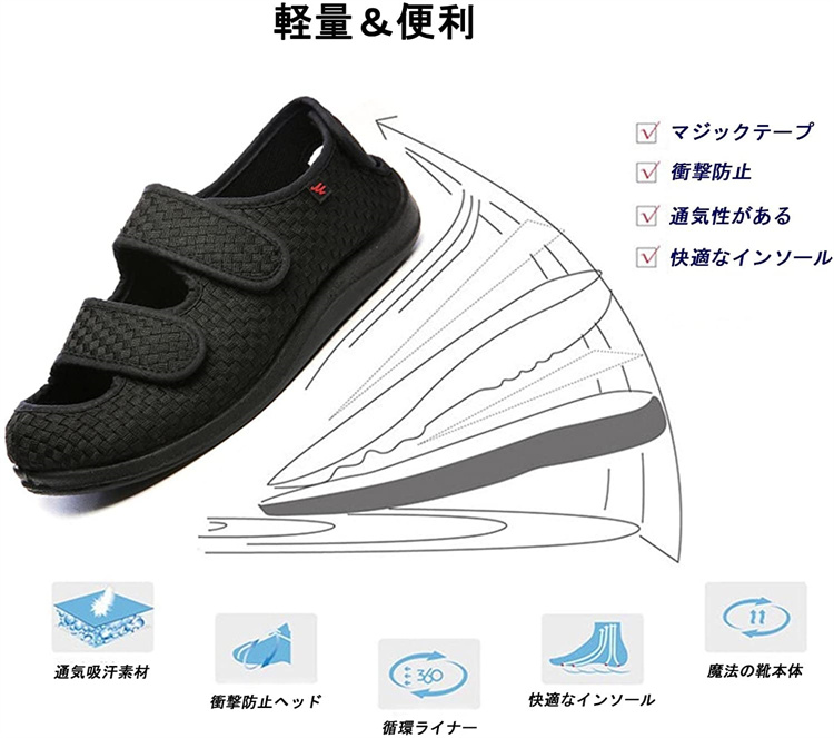 Amazon | KUMUROETA介護用シューズ フルオープンタイプ サンダル