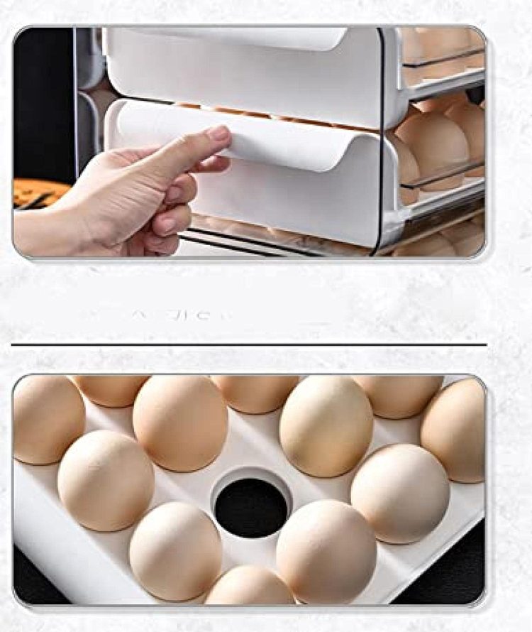 玉子収納ケース 卵パック 卵ボックス 卵保護ケース 冷蔵庫収納 整理 収納ボックス 取り出し便利 引き出し式 コンパクト 耐久性 32個 冷蔵庫用｜sugoyi-store｜06