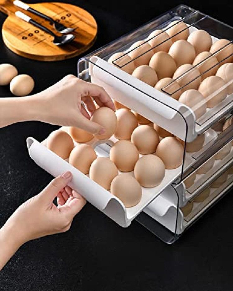 玉子収納ケース 卵パック 卵ボックス 卵保護ケース 冷蔵庫収納 整理 収納ボックス 取り出し便利 引き出し式 コンパクト 耐久性 32個 冷蔵庫用｜sugoyi-store｜09